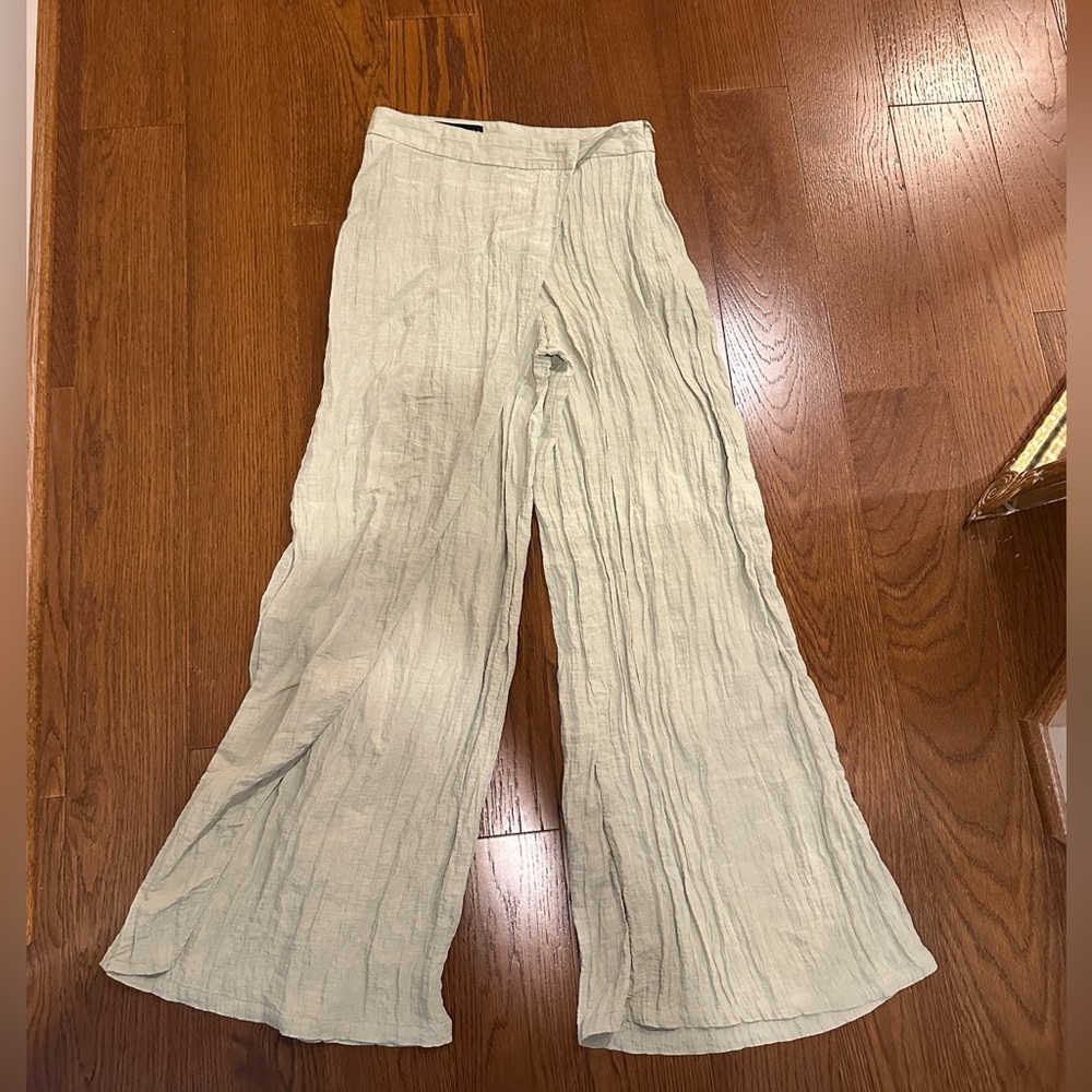 Zara Pale Green  Wide-Leg Pants